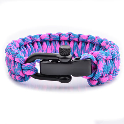조절 가능한 금속 버튼과 폴리에스터 재질의 야외 Paracord 생존 팔찌