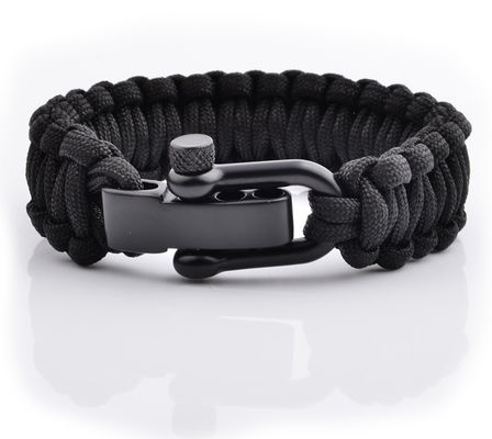 조절 가능한 금속 버튼과 폴리에스터 재질의 야외 Paracord 생존 팔찌