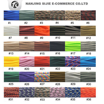 야외 생존 Paracord 550 7 내부 스트랜드 타입iii 폴리에스터 Paracord 엮은 로프