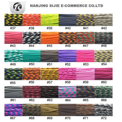 야외 생존 Paracord 550 7 내부 스트랜드 타입iii 폴리에스터 Paracord 엮은 로프