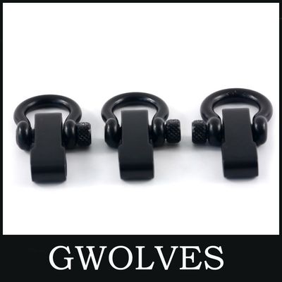 야외 캠핑 스테인리스 스틸 나사 Bow Shackle 5mm 검은 조정 가능한 Paracord Shackle